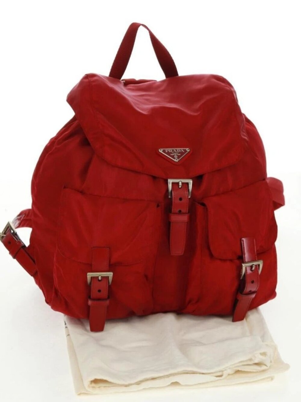 PRADA Backpack Nylon Red Silver